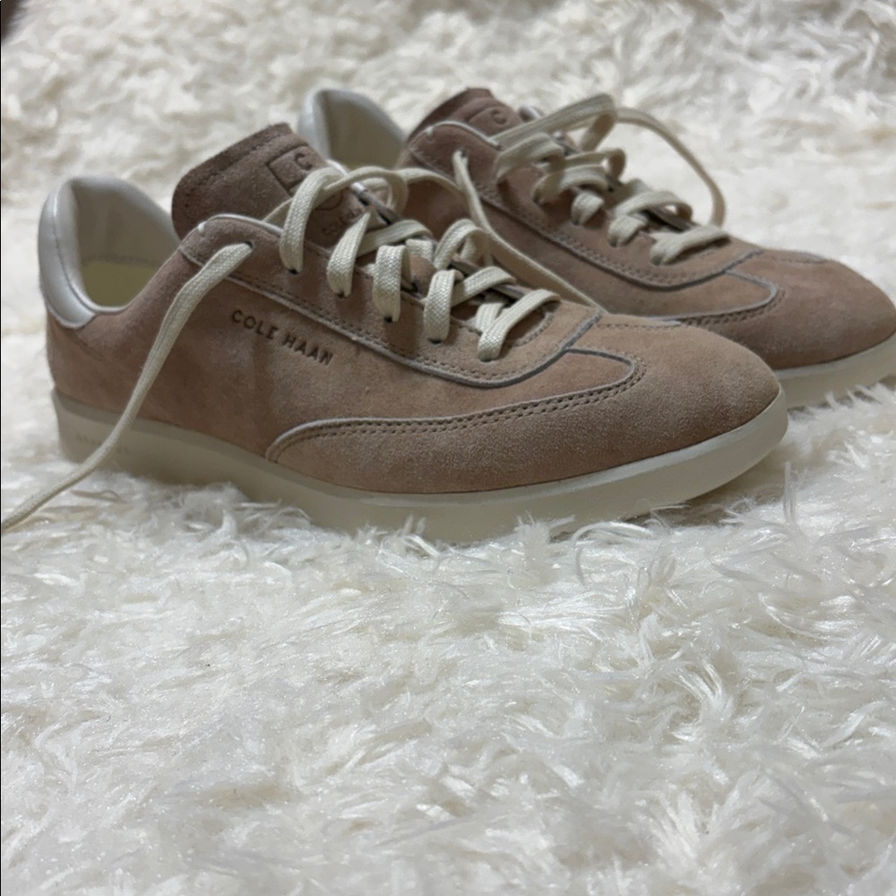 Cole Haan Grand Pro Women's Tan Suede Retro Sneakers